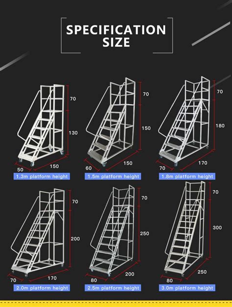 China Durable Step Movable Steel Picking Rolling Platform Ladder For