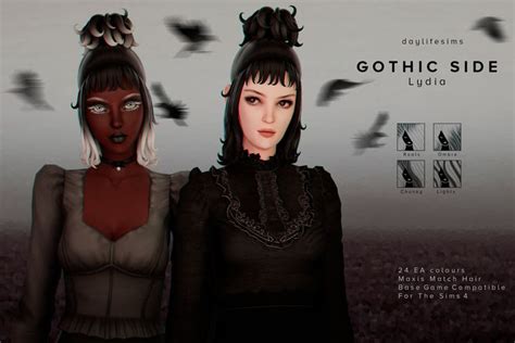 GOTHIC SIDE SET Lydia Daylife Sims Sims Sims Hair Sims 4