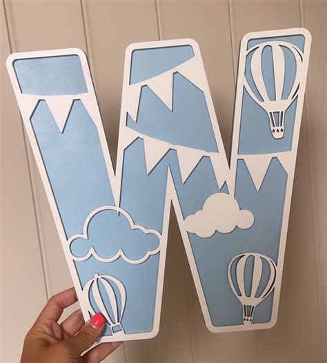 Hot Air Balloon Letters XL Nursery Wall Sign Alphabet Etsy UK