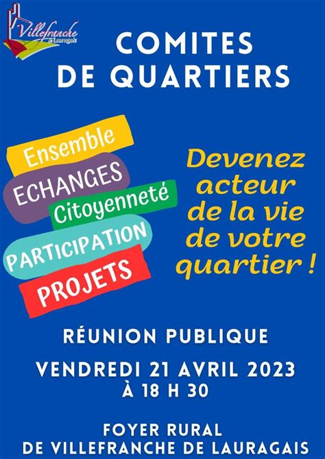 Réunion publique pour les comités des quartiers Villefranche de Lauragais