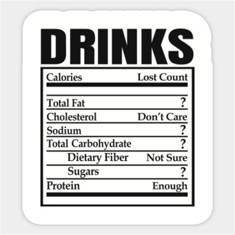 Funny Drinks Nutrition Facts Label Thanksgiving Dinner Christmas Food Costume - Drinks - Sticker ...