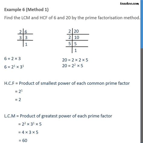 Example 6 Find Lcm Hcf Of 6 And 20 By Prime Factorisation