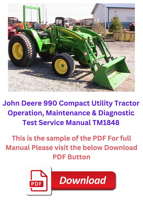 John Deere 990 Compact Utility Tractor Operation Maintenance