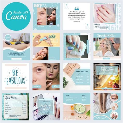 Social Media Editable Templatebeauty Spa Canva Social Media Etsy