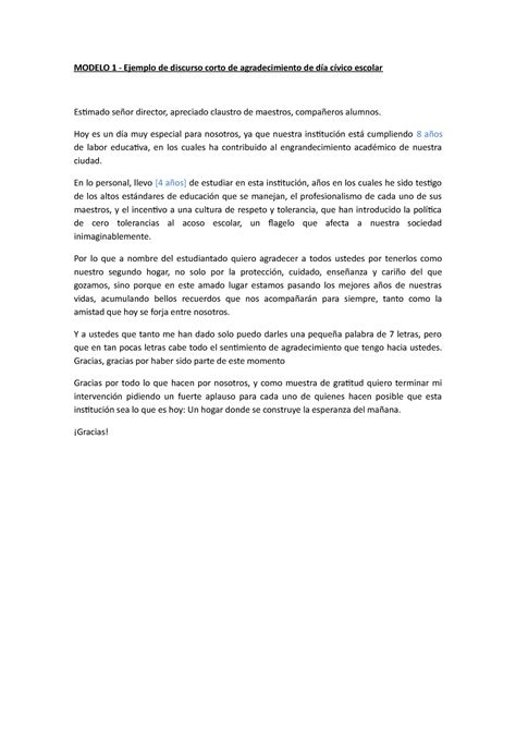 Discurso De Agradecimiento