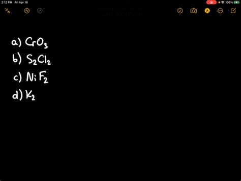 SOLVED Write The Formula For Each Of The Following Compounds A