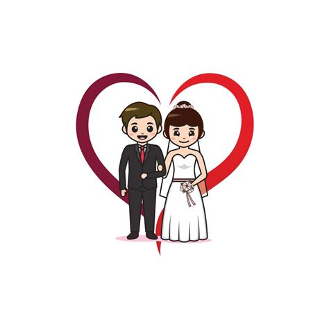 Cute wedding cartoon couple vector - freepng