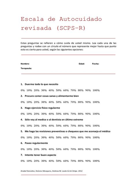 Escala De Autocuidado