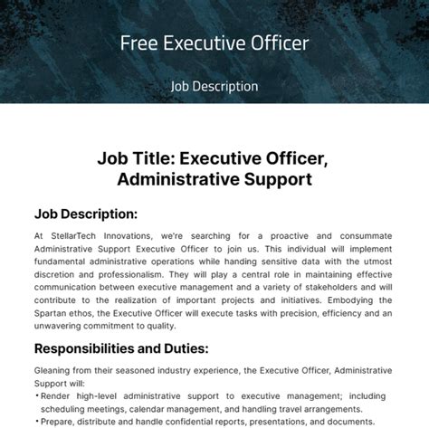 Free Executive Officer Job Description Template - Edit Online ...