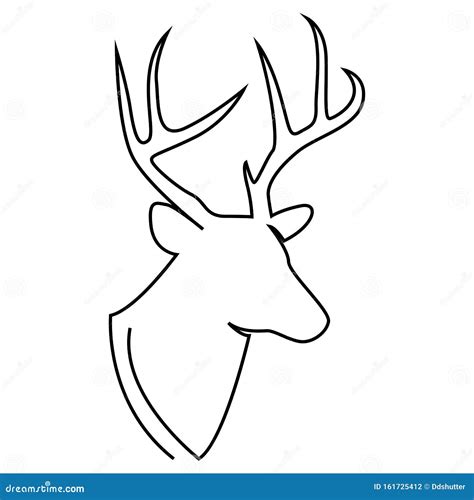 One Line Design Silhouette Of Deer Hand Drawn Single Continuous Line