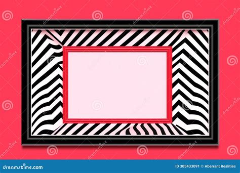 A Black And White Zebra Print Frame On A Pink Background Stock