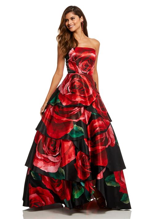 Sherri Hill 52624 Floral Strapless Ball Gown Sherri Hill Prom