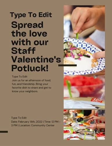 Staff Valentines Potluck Flyers 4 Fully Customize Your Flyer Ready