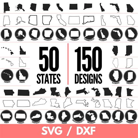 Usa States Svg Bundle States Svg Bundle Laser Cut Files Cut Files