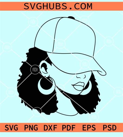 African American Cap Svg Black Woman With Baseball Cap Svg Afro Smirk