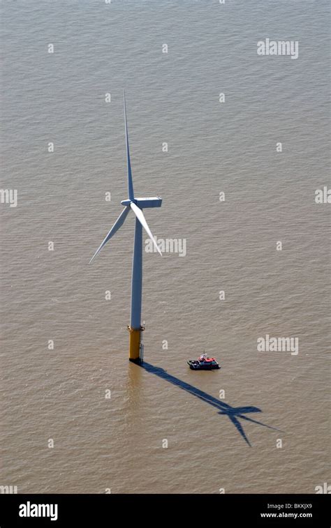 Offshore Windfarm Turbines At Gunfleet Sands Off Clacton Essex UK In