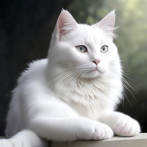 Premium Ai Image Cute White Cat Sitting Awesome Cat