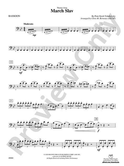 March Slav Bassoon Bassoon Part Digital Sheet Music Download