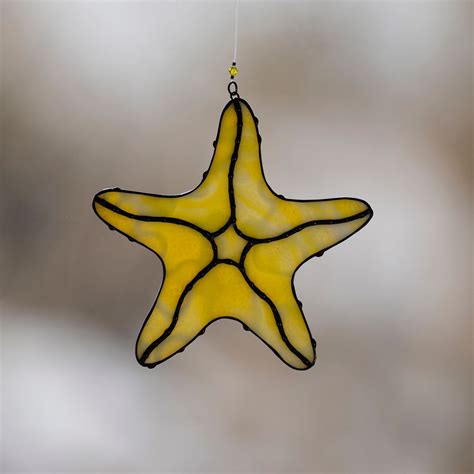 Starfish Stained Glass Starfish Suncatcher Stain Glass Sea Etsy