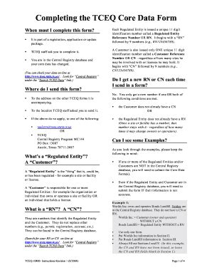 Tceq Core Data Form Fill Online Printable Fillable Blank PdfFiller