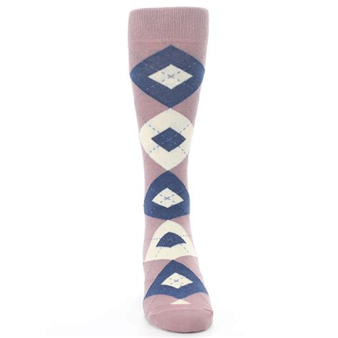 Desert Rose Navy Argyle Wedding Groomsmen Mens Dress Socks