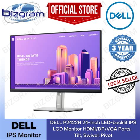 Dell P2422h 24 Inch Led Backlit Ips Lcd Monitor Hdmi Dp Vga Ports Tilt