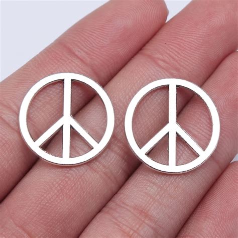 Wysiwyg 10pcs 22x22mm Peace Charm Pendants For Jewelry Making Antique Silver Color Peace Symbol