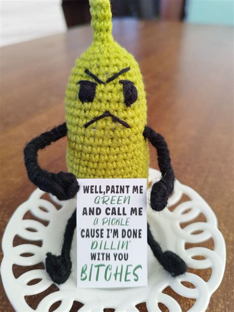 Dill Pickle Crochet Pattern With Printable Positive Pickle Display