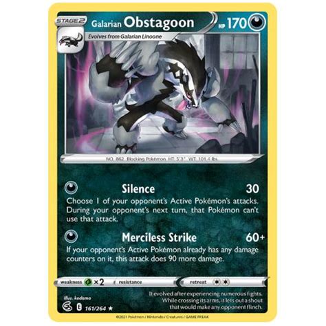 Buy Pokemon TCG Galarian Obstagoon Sword Shield Fusion Strike Rare