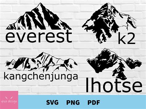 Mountain Svg Bundle Everest Svg Highest Peaks Svg K2 Svg Etsy