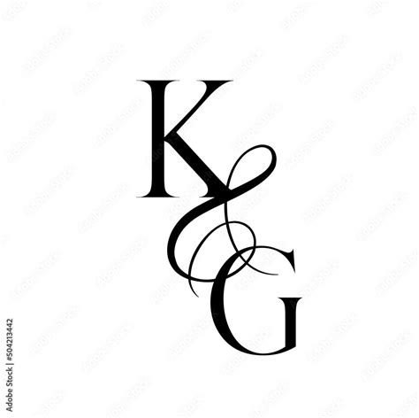 Gk Kg Monogram Logo Calligraphic Signature Icon Wedding Logo