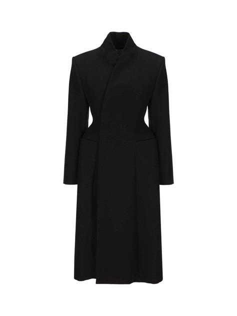 Balenciaga Flared High Neck Hourglass Coat In Black Lyst