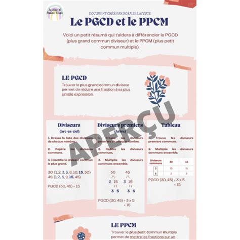 Affiche Pgcd Et Ppcm