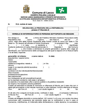 Compilabile Online Verbale Interrogatorio Polizia Locale Bergamo