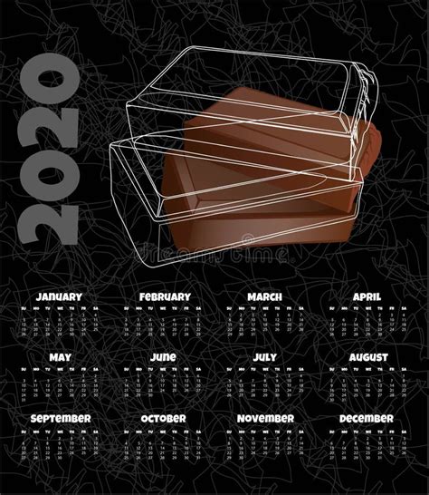 Calendario 2020 Calendario Mensual Con El Chocolate Ilustraci N Del