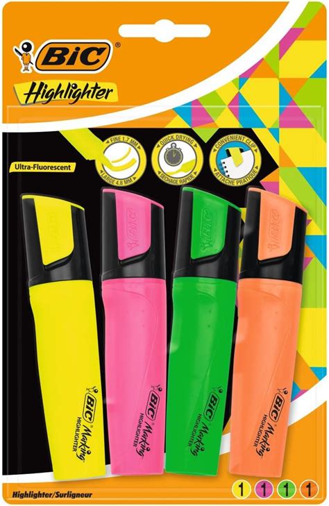 BiC Marking Highlighter Flat Fosforlu Kalem 4 lü Blister Karışık