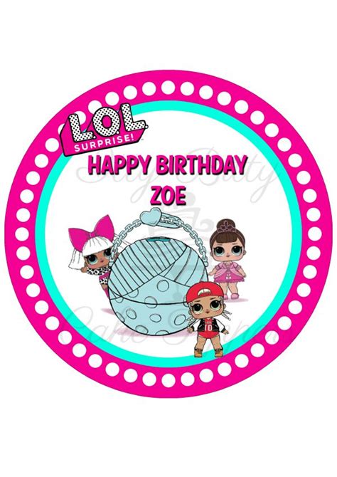 LOL Surprise Doll Round Cake Topper Edible - Itty Bitty Cake Toppers