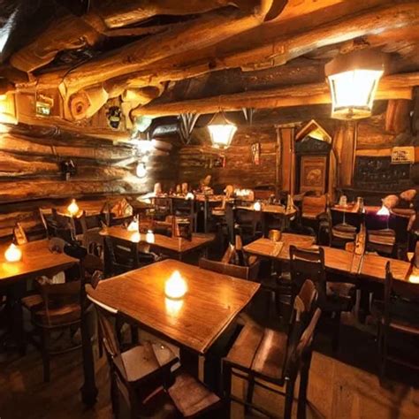 A Cosy Fantasy Tavern With Candels On The Tables Stable Diffusion