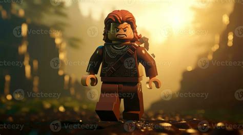 lego character exploring  epic lego world ai generative  stock