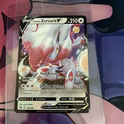 Pokemon Ultra Rare Holo Foil Hisuian Zoroark V Card Lost Origin