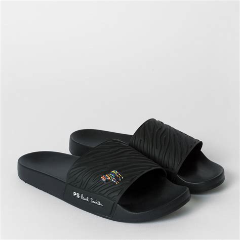 Paul Smith Summit Zebra Logo Sliders In Black Nigel Clare