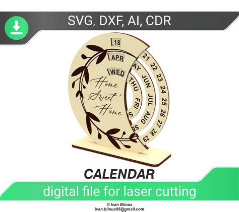 Calendar Svg Glowforge Files For Laser Cut Perpetual Calendar Etsy