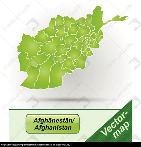 Border map of Afghanistan with borders in green - Royalty free image ...