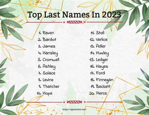 Last Name Generator 1076 Last Names Ideas