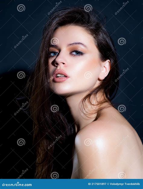 Closeup Portrait Of Beautiful Woman With Perfect Skin Sensual Girl