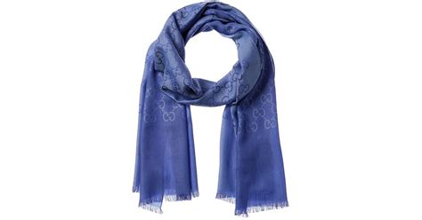 Gucci Logo Jacquard Wool & Silk-blend Scarf in Blue | Lyst