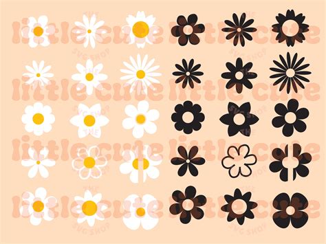 Daisy Svg Hippie Svg Spring Summer Svg Retro Flower Shapes Svg Hippie Flower Svg For Cricut