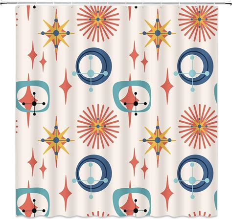 Amazon Jjyppy Mid Century Shower Curtain Vintage Iconic Atomic