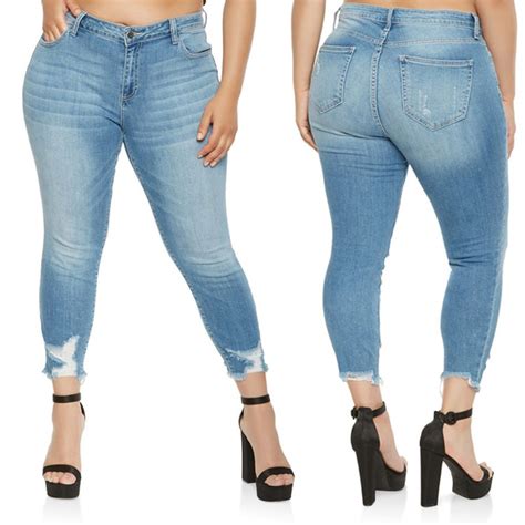 Qmgood Spring Summer Plus Size Casual Ripped Jeans For Women New Fashion Stretch Denim Sexy