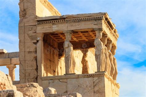 The Caryatid Porch Of Erechtheion Erechtheum Or Temple Of Athena